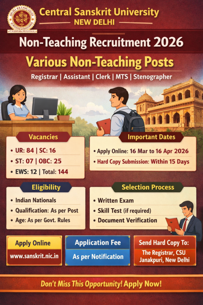 Central Sanskrit University CSURecruitment