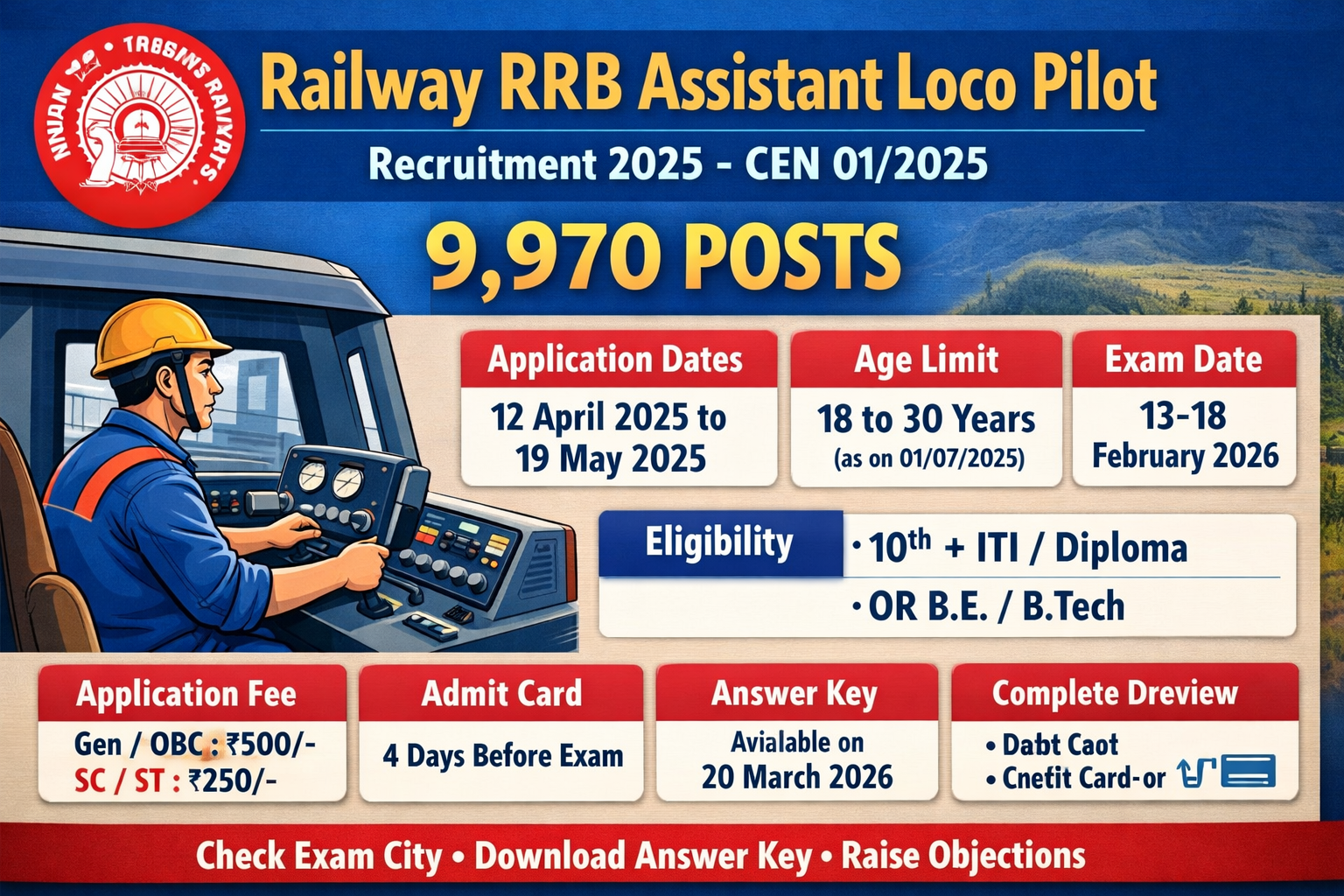 Read more about the article Railway RRB Assistant Loco Pilot (ALP) CEN 01/2025 Recruitment 2025