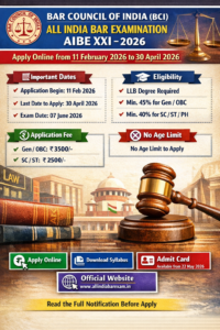 Read more about the article All India Bar Examination AIBE 21st Apply Online Form